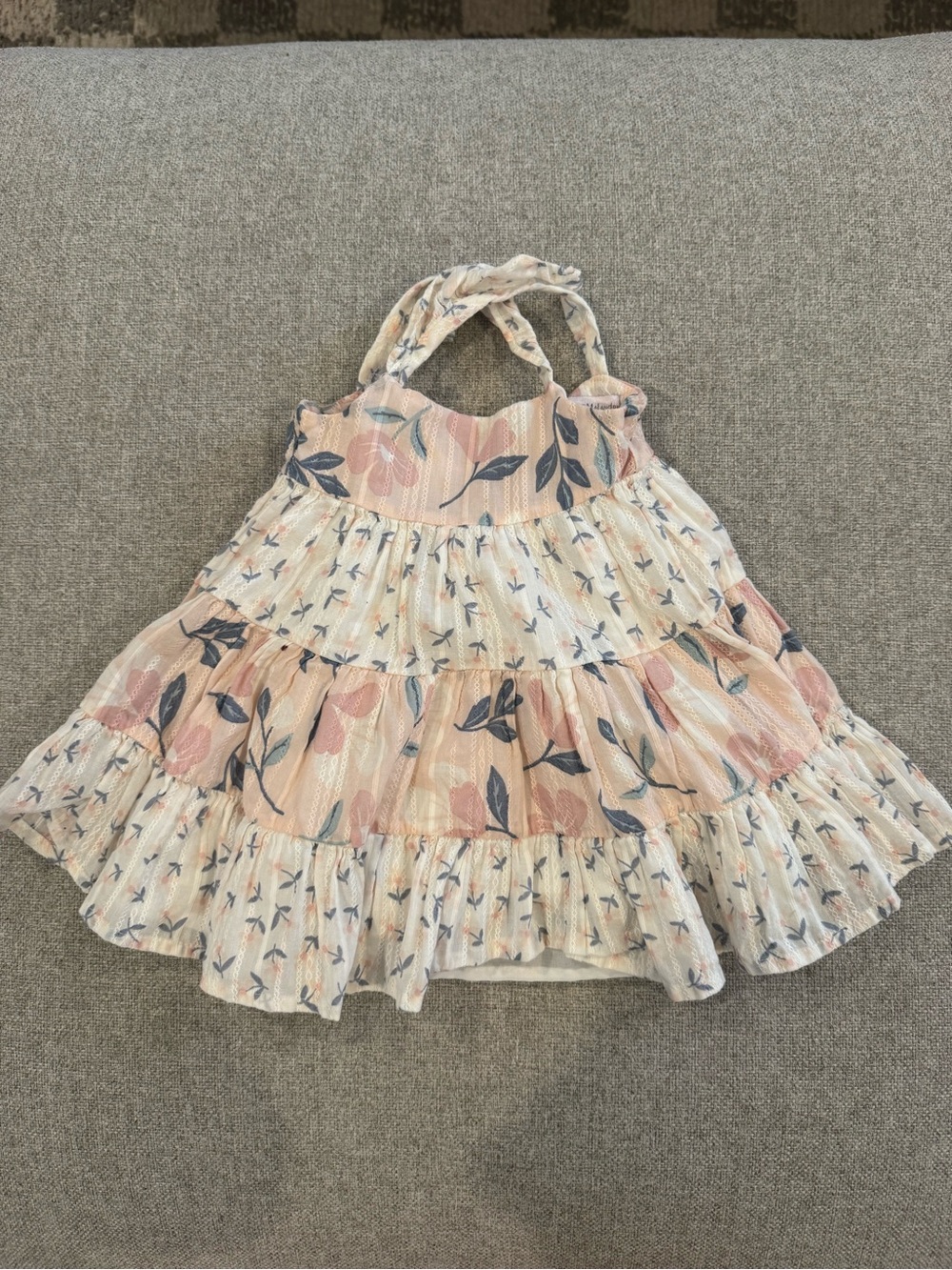 Catherine Malandrino Floral Print Halter Sundress in Blush, Navy and Cream